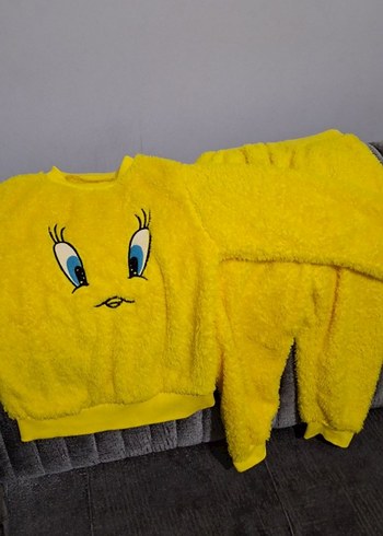 Beden Sarı Tweety Desenli Çocuk Battaniyesi(4 parça)