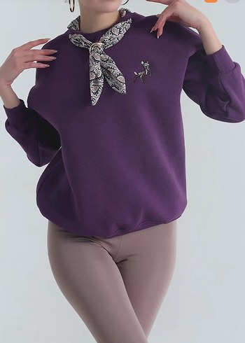 Mor Yılan Desenli Oversize Sweatshirt - Görsel 2