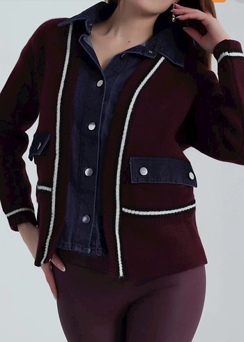 Bordo hırka mont - Görsel 3