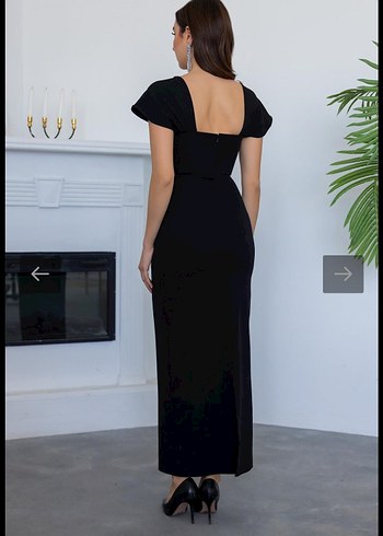 Modern Klasik Siyah Uzun Elbise - Görsel 6