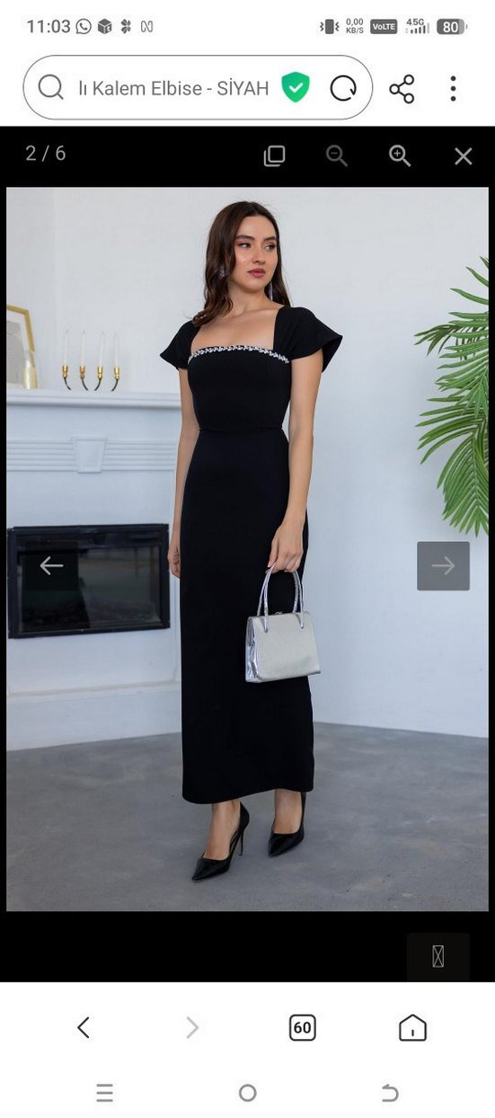 Modern Klasik Siyah Uzun Elbise - Görsel 4