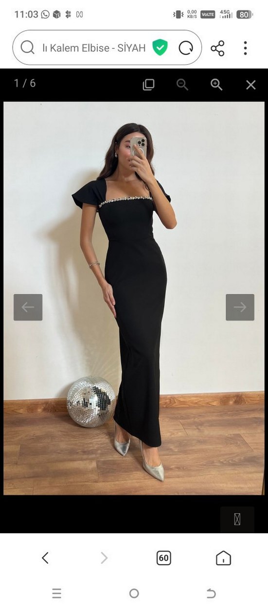 Modern Klasik Siyah Uzun Elbise - Görsel 5