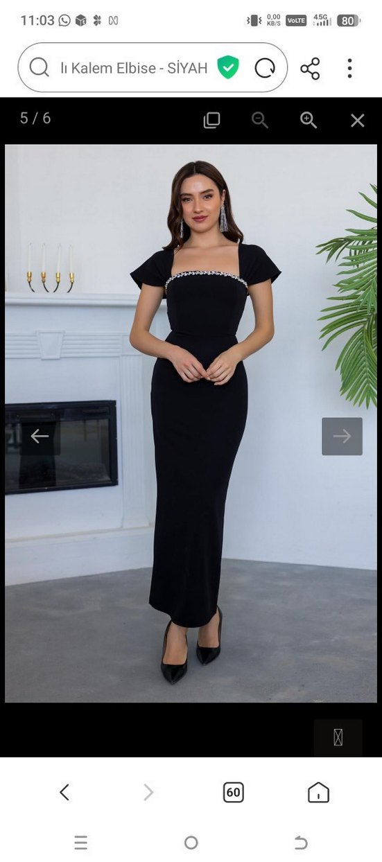 Modern Klasik Siyah Uzun Elbise - Görsel 3