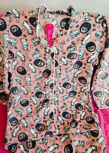 Kızlar için Renkli Baskılı Polar Pijama Takımı - Görsel 2