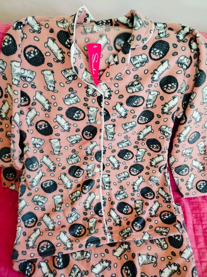 Kızlar için Renkli Baskılı Polar Pijama Takımı - Görsel 2