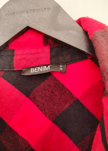 Kırmızı Ekose Düğmeli Kadın Gömlek - Görsel 3