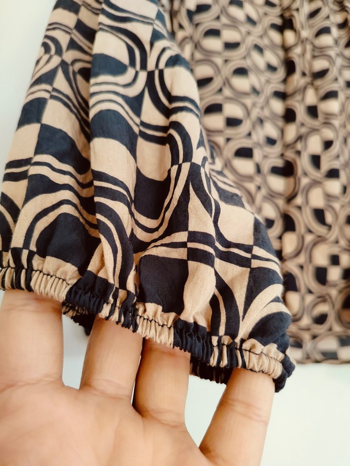 Retro Desenli Uzun Kollu Kadın Gömlek - Görsel 3