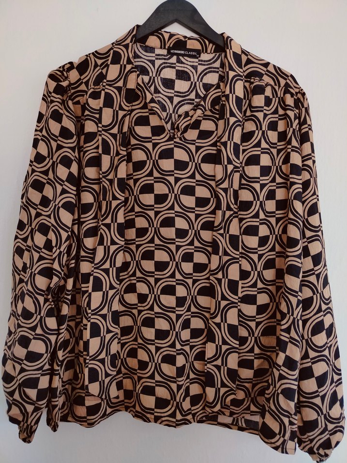 Retro Desenli Uzun Kollu Kadın Gömlek - Görsel 2