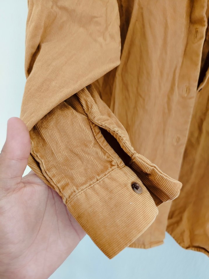 Bej Düğmeli Keten Kadın Gömlek - Görsel 3