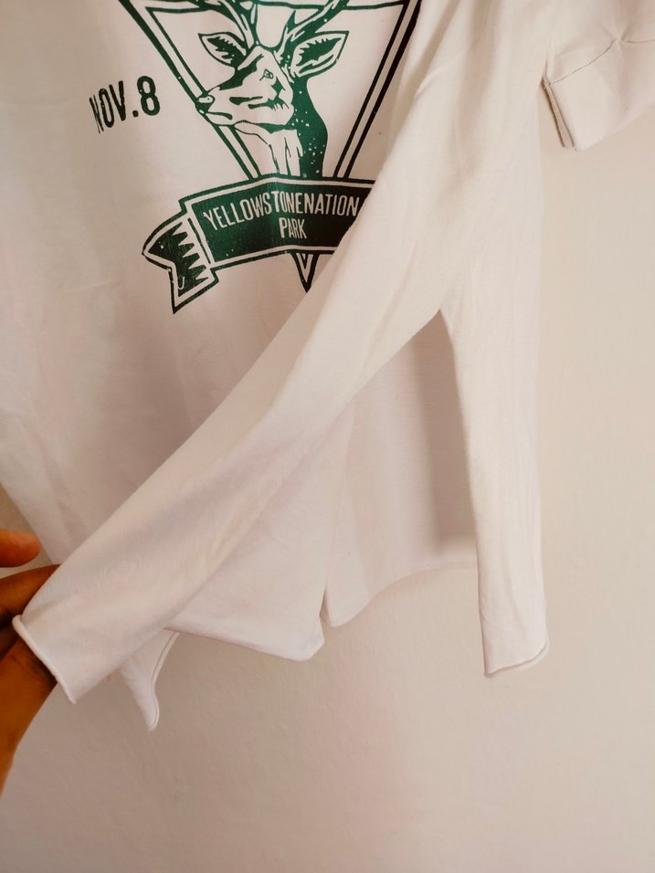 Baskılı Beyaz Hamile Tişörtü - Görsel 4