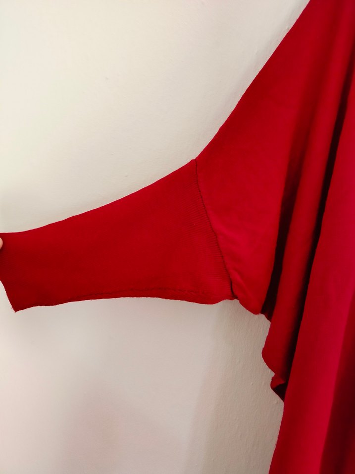 Kırmızı Yüksek Yakalı Salaş Kadın Kazak - Görsel 2