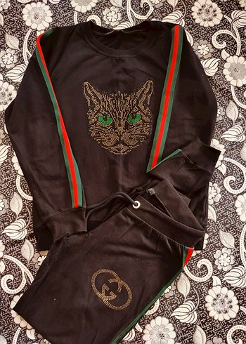 Siyah Kadın Uzun Kollu Baskılı Eşofman Takımı - Görsel 2