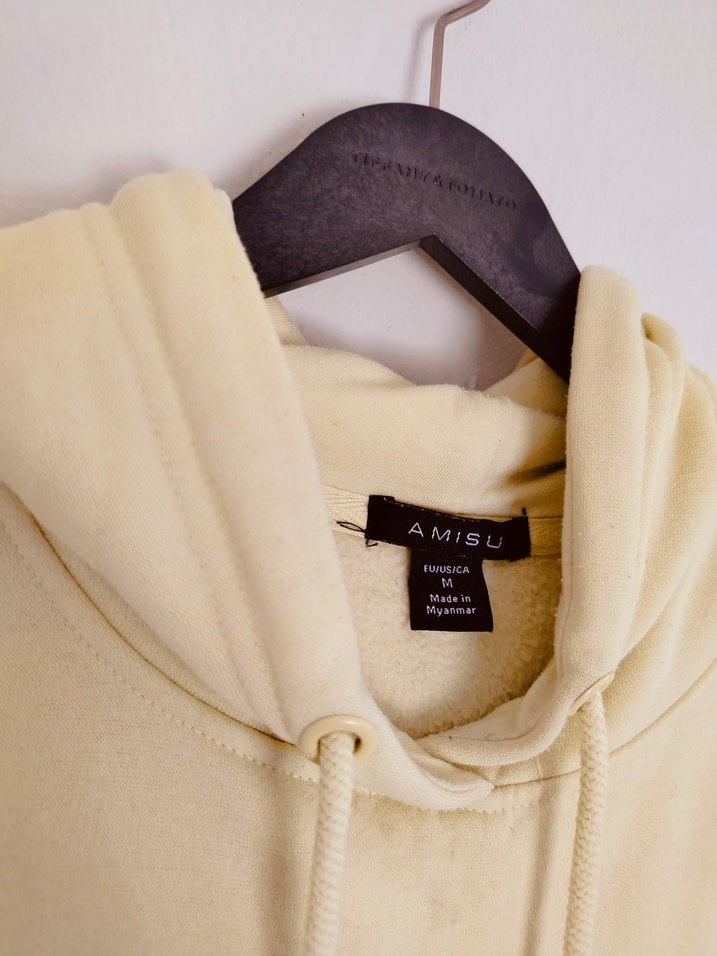 Sarı Kapüşonlu Salaş Kadın Sweatshirt - Görsel 4