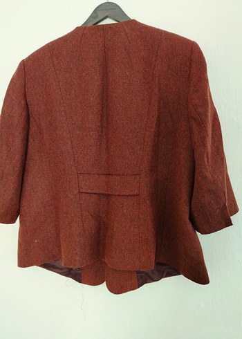 Bordo Nakışlı Yün Kadın Ceket - Görsel 7