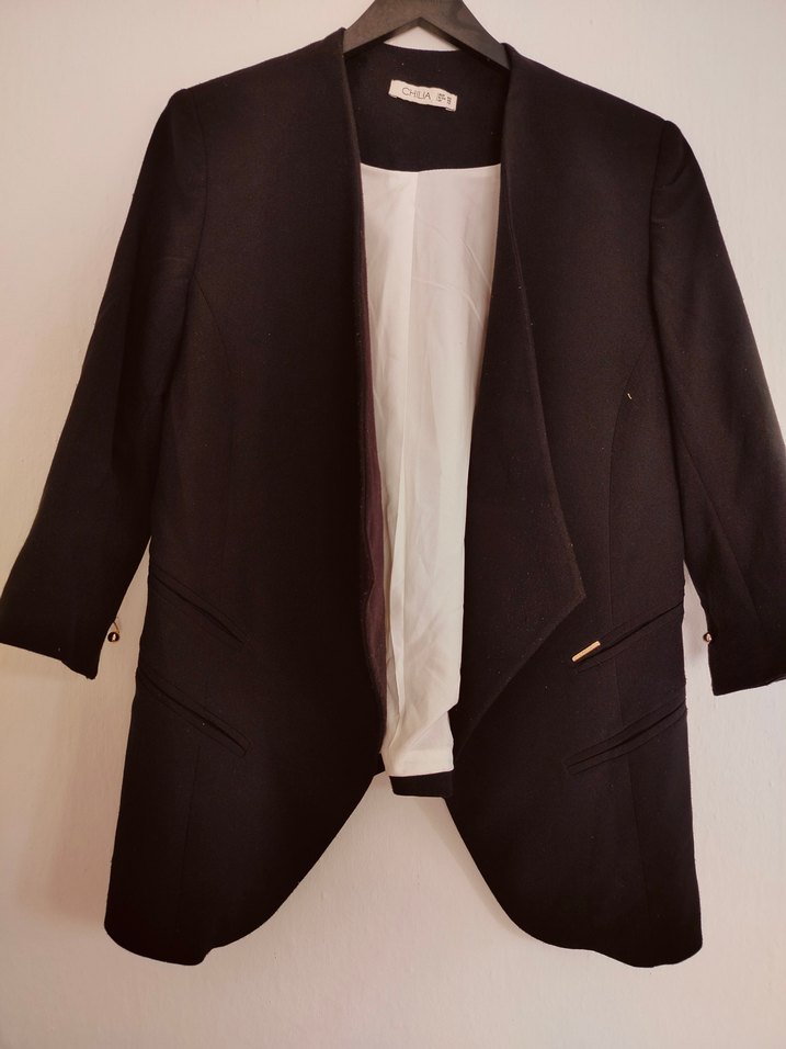 Siyah Kadın Midi Boy Ofis Blazer Ceket - Görsel 2