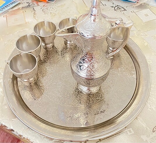 Vintage Dekoratif Zemzem Takımı Gümüş