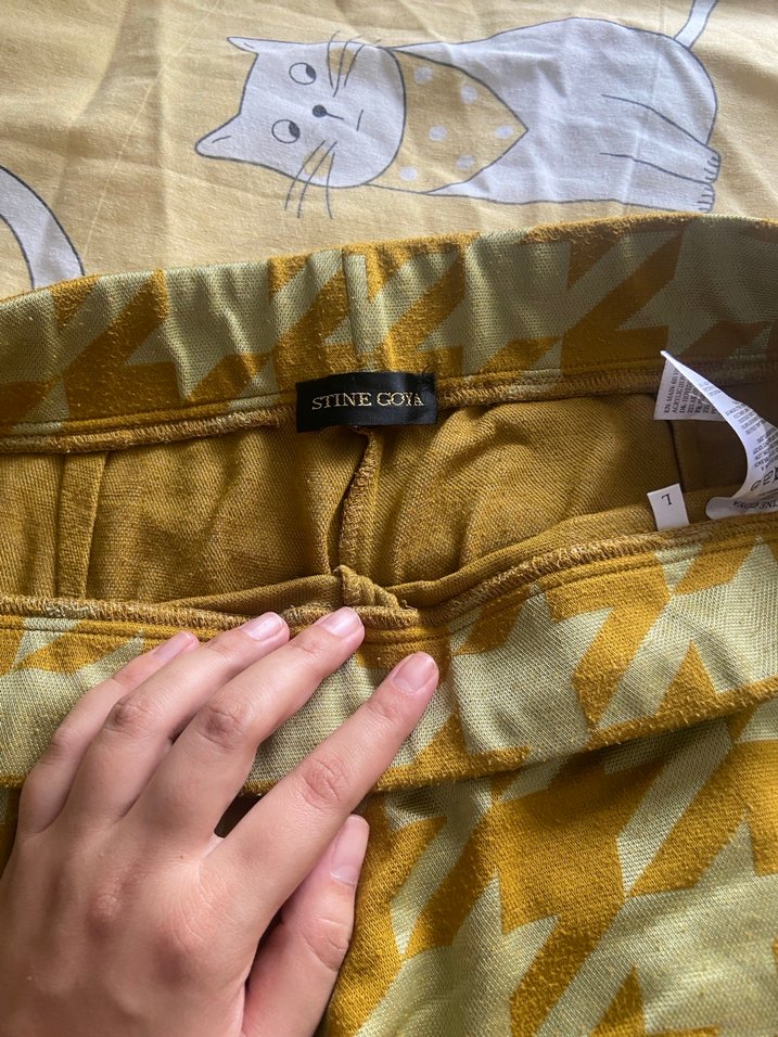 Sarı Salaş Midi Kadın Pantolon - Görsel 2