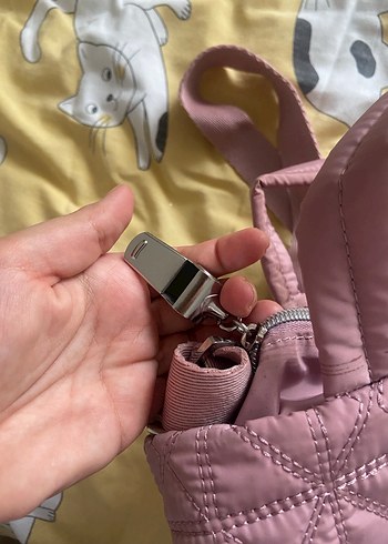 Pembe Kadın Kapitone Kumaş Çanta - Görsel 3