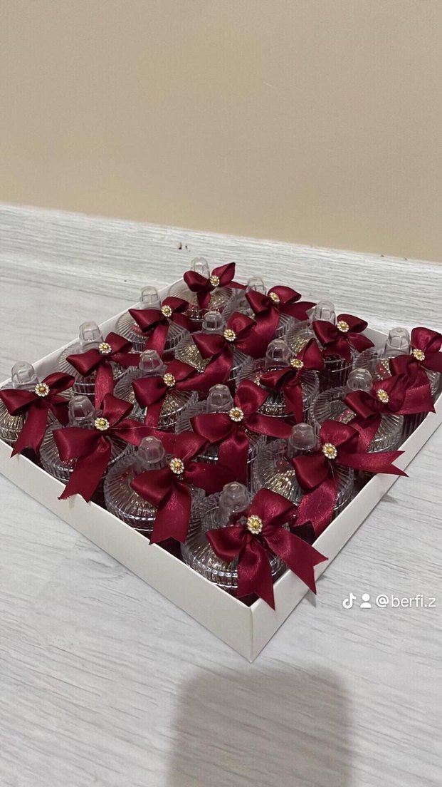 Bordo Fiyonk Süslemeli Hediye Kutusu - Görsel 2