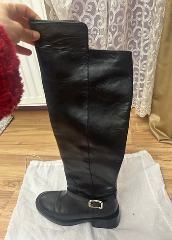 Tokalı Deri Dizüstü Kadın Çizme - Görsel 2