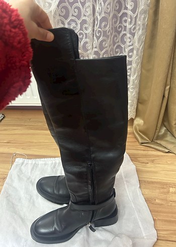 Tokalı Deri Dizüstü Kadın Çizme - Görsel 3