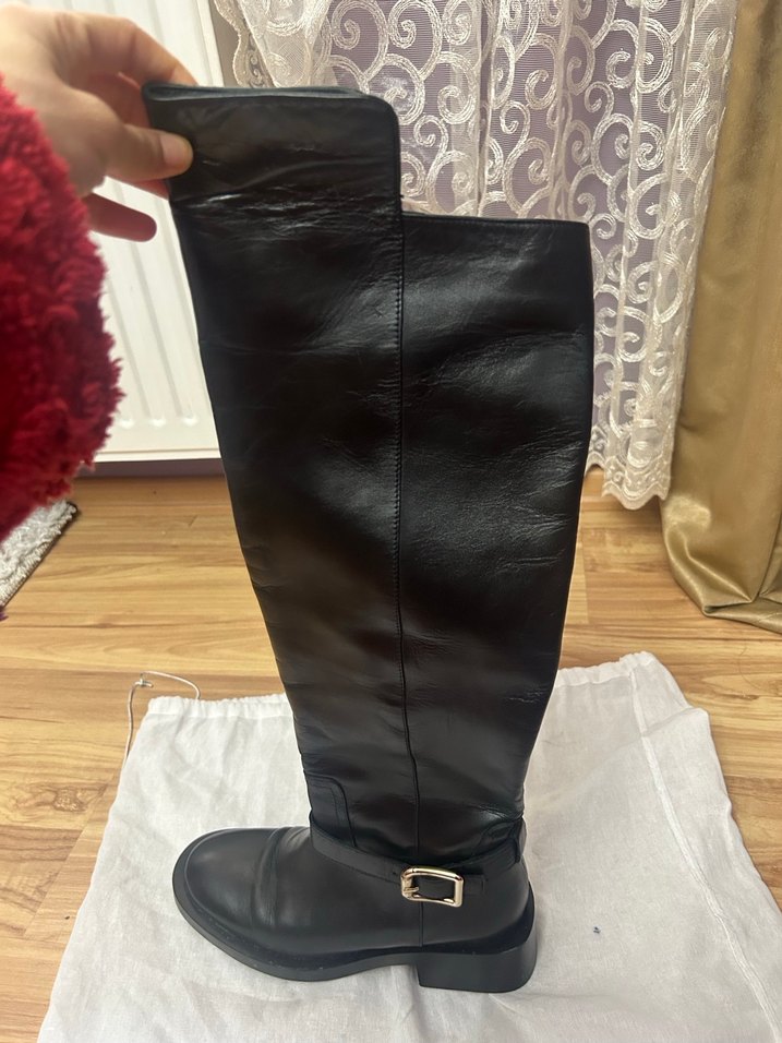 Tokalı Deri Dizüstü Kadın Çizme - Görsel 2