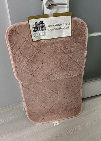 Toz pembe Kapitone 2'li Banyo Paspas Seti