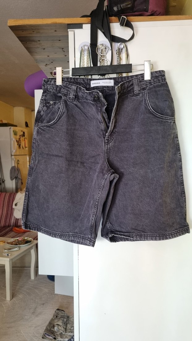 Gri Denim Erkek Midi Şort - Görsel 2