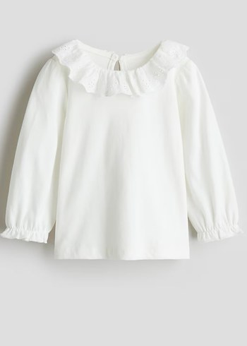 Kız Çocuk Denim Elbise Beyaz Fırfırlı Yaka - Görsel 3