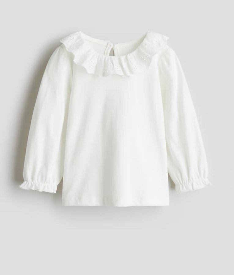 Kız Çocuk Denim Elbise Beyaz Fırfırlı Yaka - Görsel 3