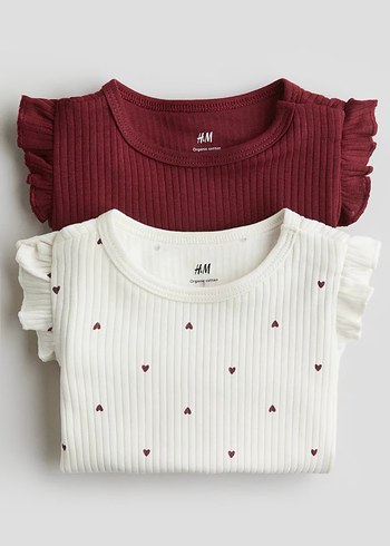 Kız Çocuk Uzun Kollu Fırfırlı Beyaz Tişört - Görsel 2