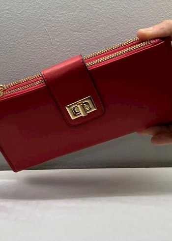 Kırmızı Deri Fermuarlı Kadın Portföy Cüzdan - Görsel 3