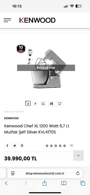 Kenwood hamur yoğurma makinesi