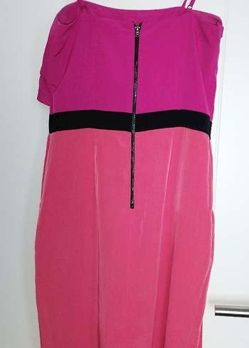 Random Pembe Straplez Uzun Abiye Elbise