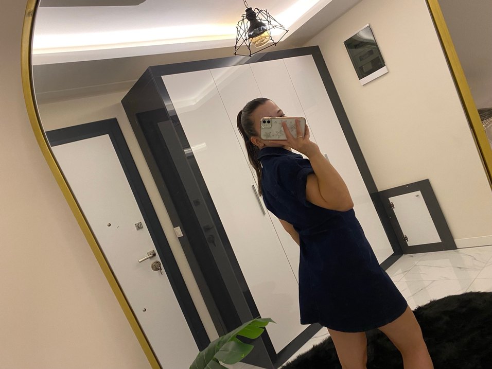 Düğmeli lacivert Denim Midi Elbise - Görsel 3