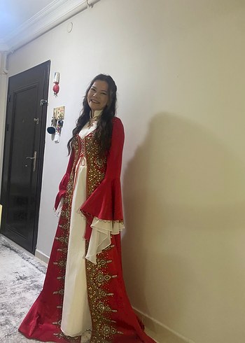 Bordo kırmızı Uzun Nakışlı Bohem Kadın Elbisesi - Görsel 6