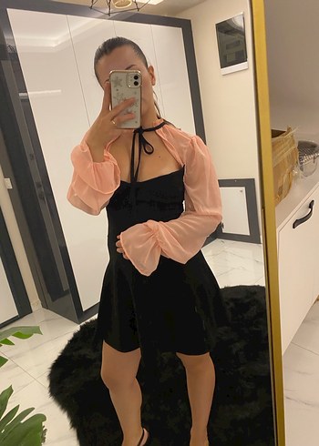 Siyah Straplez Gotik Midi Elbise - Görsel 4