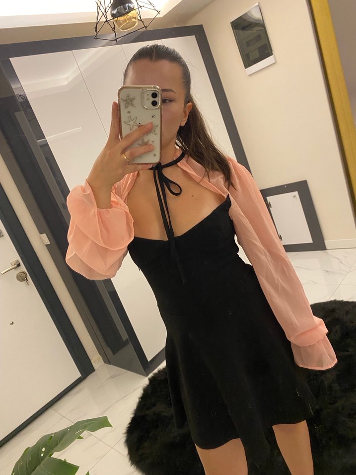 Siyah Straplez Gotik Midi Elbise - Görsel 2