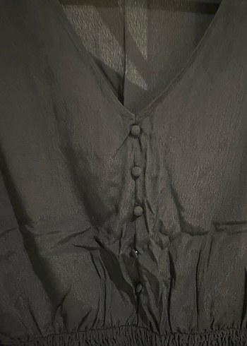 Siyah V Yakalı Uzun Kollu Bluz - Görsel 4