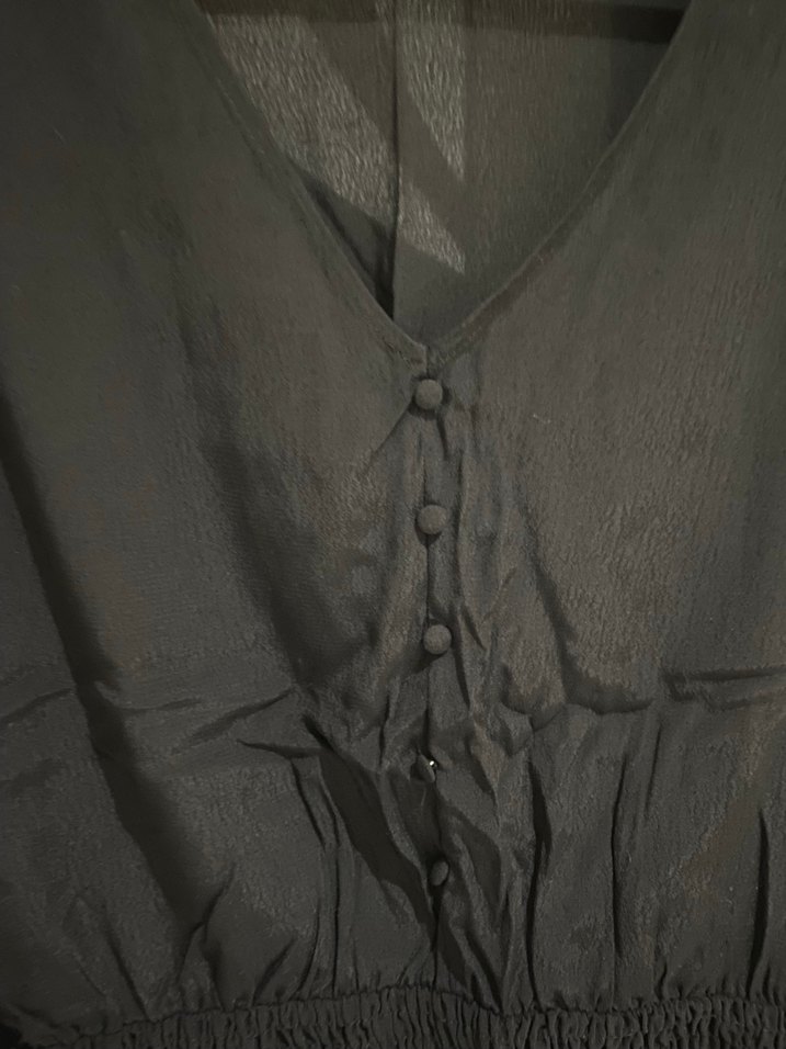 Siyah V Yakalı Uzun Kollu Bluz - Görsel 4