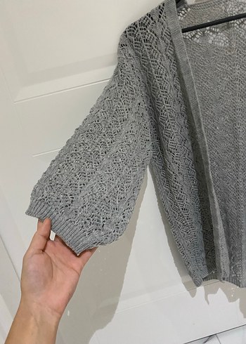 Gri Örgü Kadın Midi Hırka - Görsel 2