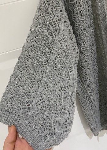 Gri Örgü Kadın Midi Hırka - Görsel 3