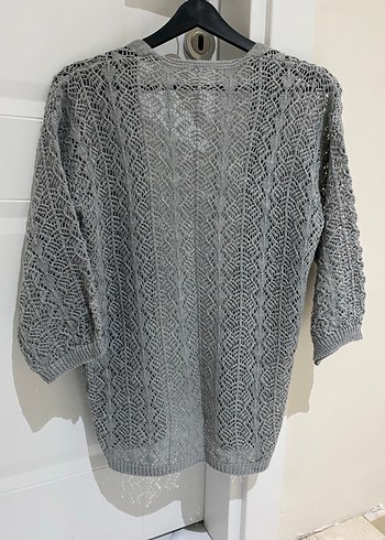 Gri Örgü Kadın Midi Hırka - Görsel 4