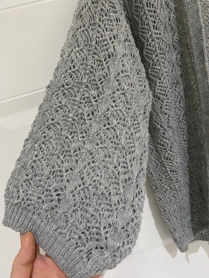 Gri Örgü Kadın Midi Hırka - Görsel 3