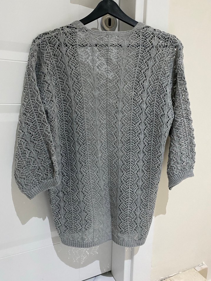 Gri Örgü Kadın Midi Hırka - Görsel 4