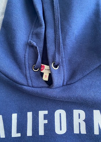 Kadın Lacivert Kapüşonlu Baskılı Sweatshirt - Görsel 2