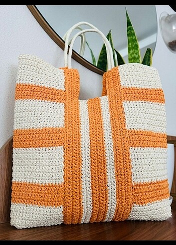 Beden turuncu Renk Zara Model Hasır Çanta
