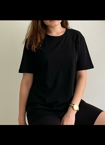 Siyah renk bisiklet yaka t-shirt