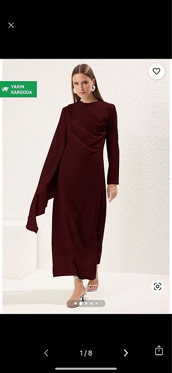 TESSÜR BORDO DRAPELİ GECE ELBİSESİ