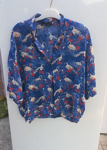 Renkli Batik Desenli Kadın Gömlek - Görsel 2